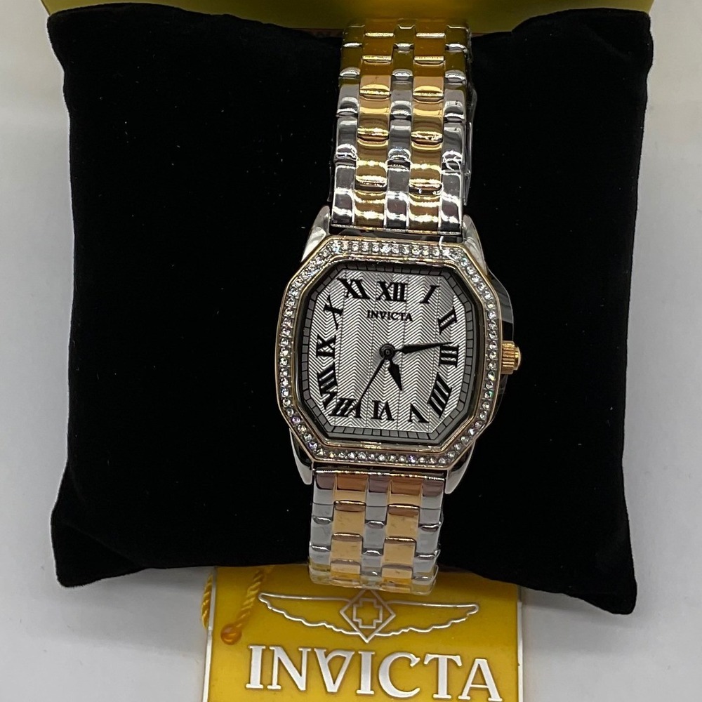 Invicta Wildflower Womens Watch 27mm Two Tone Silver Gold Octagon Crystal Bezel